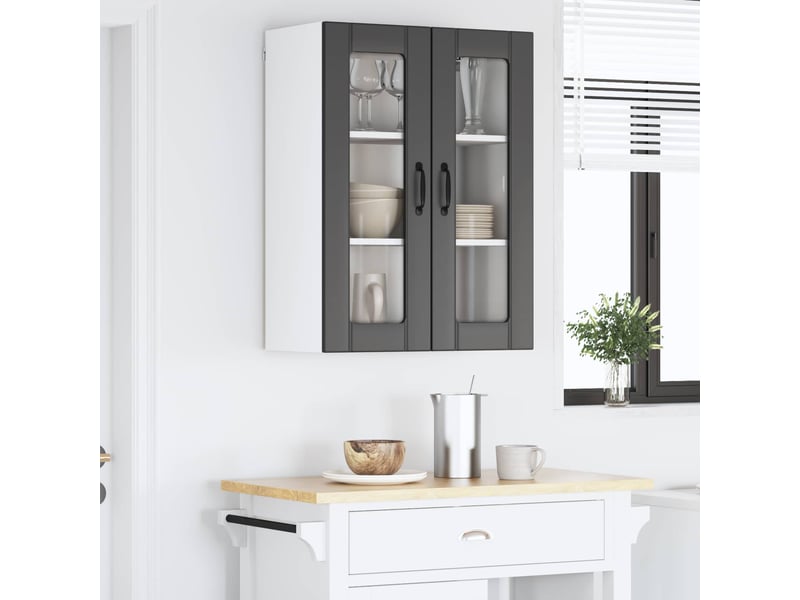 Meuble mural de cuisine, cabinet en verre mural noir 60x31x80cm shl9675  - Conforama D
