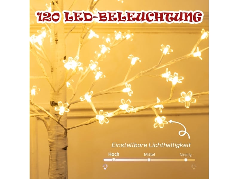 Arbre lumineux à fleurs de cerisier 21x21x150 cm 120 led blanc - Conforama D