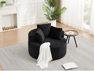 Canapé droit compressé fixe <strong>BIQZUYA</strong> <strong></strong> 1 place Velours côtelé Noir