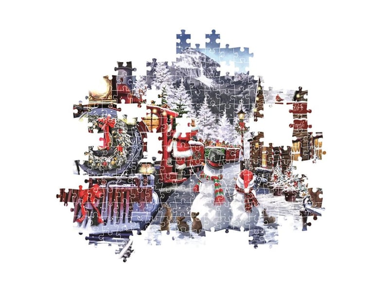  Puzzle 500 pieces noel gare avec bonhomme de neige 49 x 36 cm 35627 - Conforama C