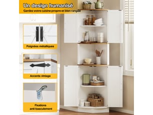 Buffet haut de cuisine blanc,meuble de rangement moderne,39.5x39.5x180cm,mdf