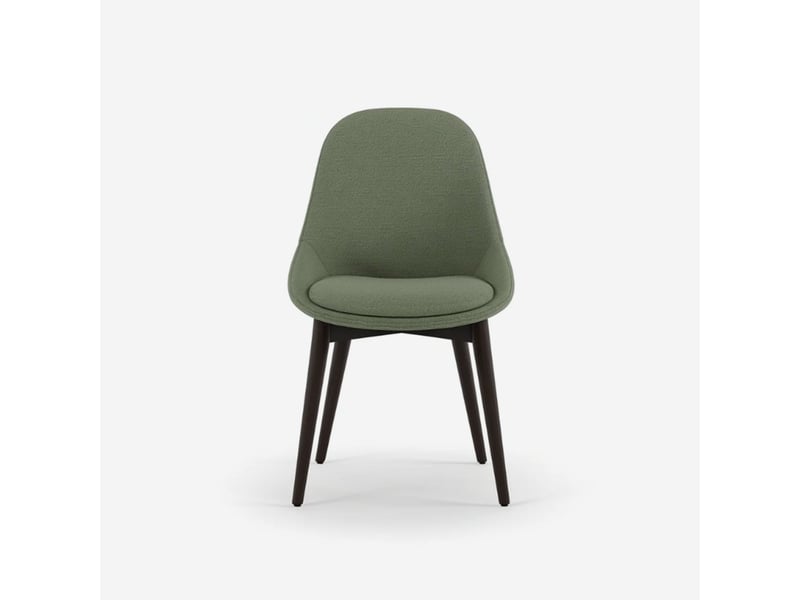  Lot de 4 chaises de salle à manger rembourrées en tissu delphi - vert foncé  - Conforama D