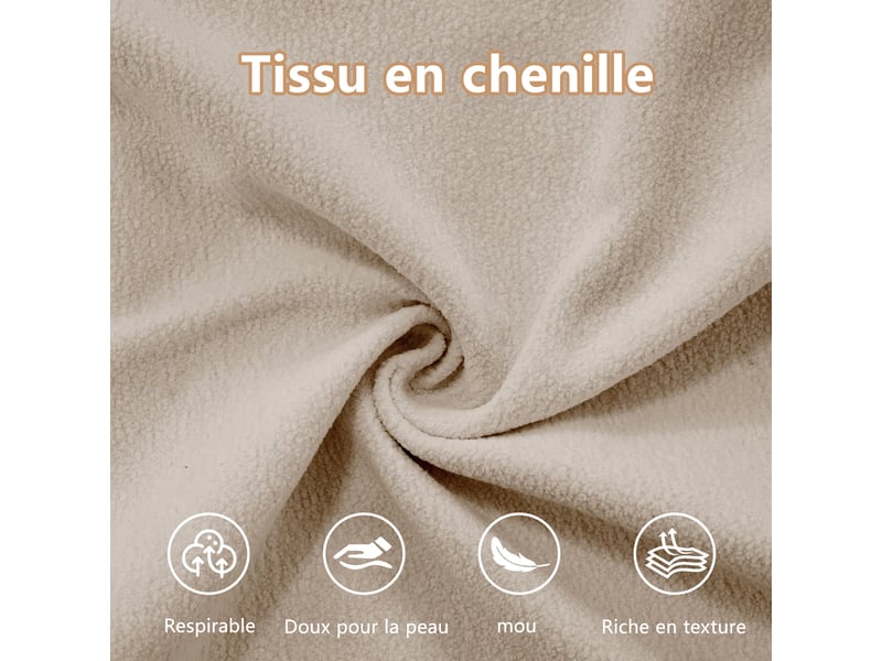  Canapé modulable u 4 places en chenille beige 406 x 145 x 81 cm avec ottomans mobiles pour salon W3325S00049 - Conforama E
