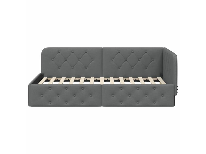 Lit simple- lit adulte - cadre de lit d'angle gris foncé 100 x 200 cm tissu - Conforama D
