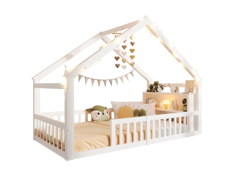  Lit cabane 90x190 cm coloris blanc pin lit enfant blanc - Conforama A