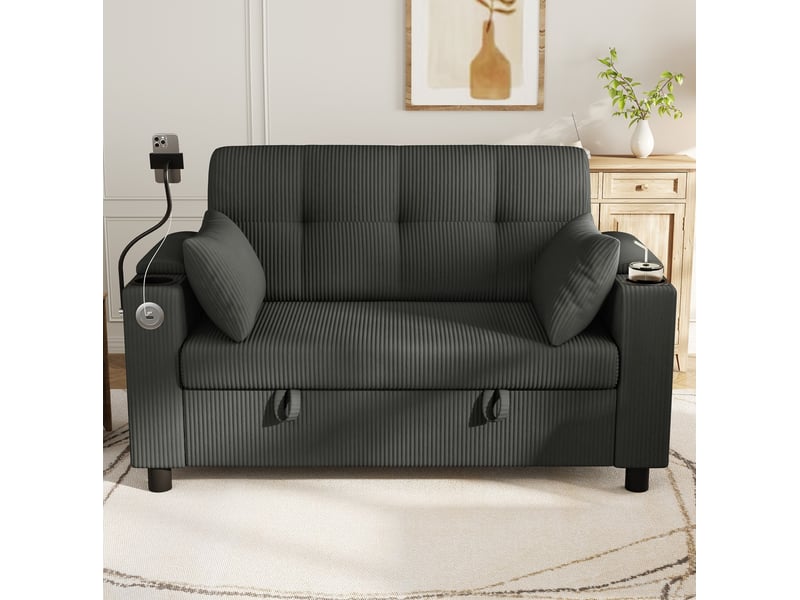 Canapé 2 places avec rangement et ports usb type-c homvra - Conforama D
