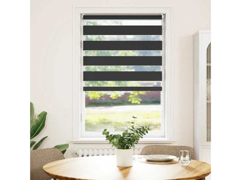 Store vénitien zébré, store de fenêtre 90,9 x 150 cm, largeur du tissu 86,7 cm, noir cf48237 - Conforama B