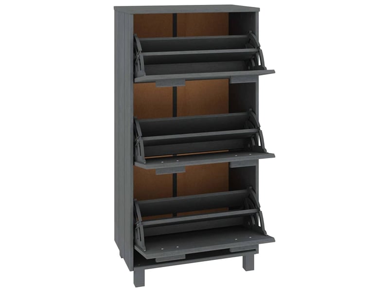  Meuble à chaussure, armoire à chaussures hamar gris foncé 59,5x35x117 cm pin massif  - Conforama D