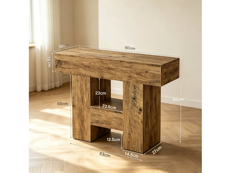 Table d’appoint 80x30x50 cm rangement ouvert mdf marron - Conforama E