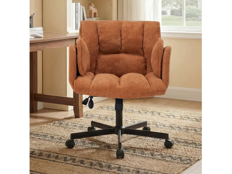 Chaise de bureau pivotante 60x68 cm – orange – accoudoirs relevables, hauteur réglable et roulettes - Conforama D