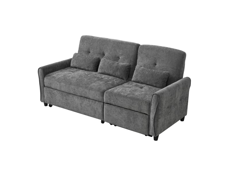 Canapé extensible 3 places 176x148x83 cm en chenille gris - Conforama E