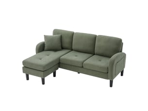 Canapé d'angle compressé réversible fixe <strong>KORFEE</strong> <strong></strong> 3 places Velours côtelé Vert