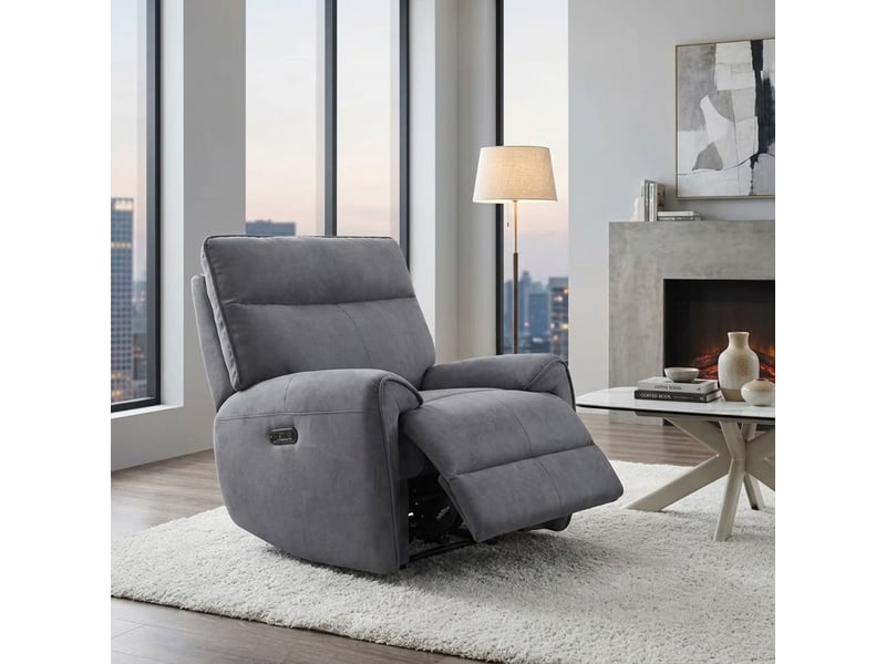  Fauteuil relax motorisé en tissu microfibre gris anthracite – connor  - Conforama B