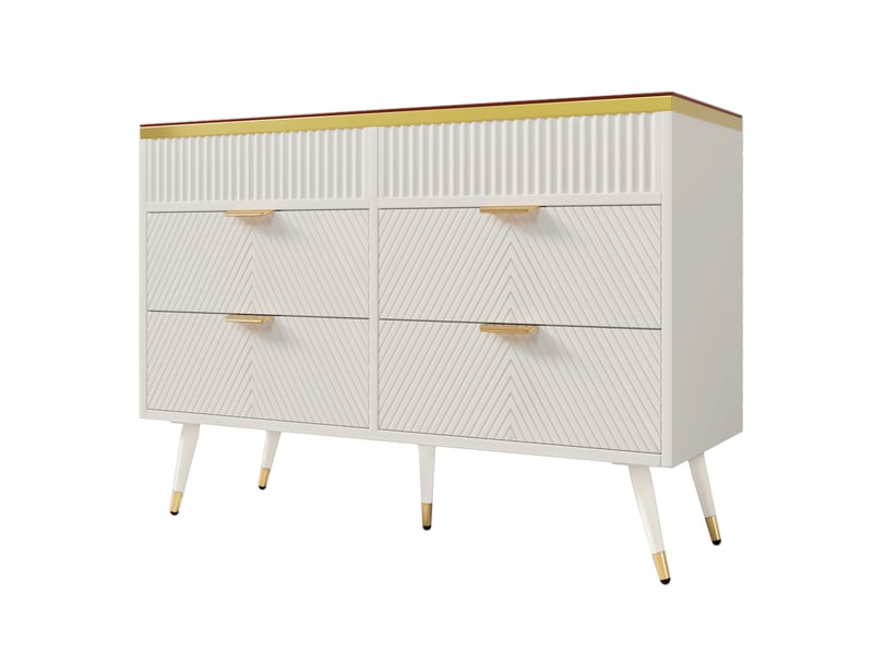  Commode 120 cm, 6 tiroirs, panneaux de particules, rangement pour séjour ou chambre, meuble à assembler - blanc C-DEGAYUN - Conforama A