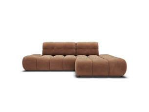 Canapé d'angle droit convertible BAITA 4 places Tissu marron avec coffre de rangement