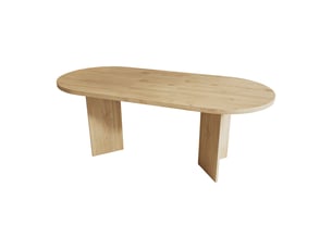 Table à manger, chêne, 200 × 90 cm, 6-8 personnes, coins arrondis, plateau épais, style simple