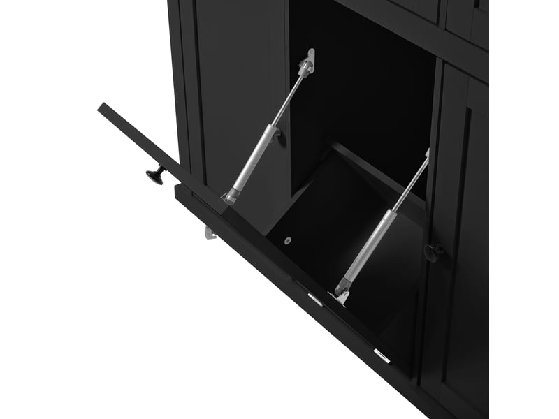 Desserte de cuisine à roulettes, plan rabattable et compartiment poubelle, mdf 112×46,2×92,7 cm noir - Conforama D