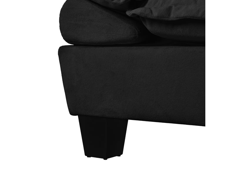 Canapé d'angle modulaire u 264x155x90 cm, 5 places, 2 poufs mobiles, 2 coussins, chenille noir - Conforama E