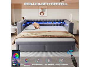 Lit banquette 90x190 cm <strong>ZOVIRA</strong> <strong></strong> coloris gris