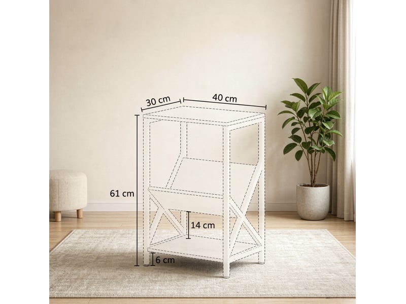  Bout de canapé 40x30x61 cm gris foncé avec porte-revues en v  - Conforama C