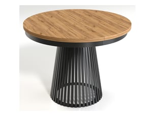 Selsey garda - table à manger ronde extensible - 100 cm - chêne craft dorénoir