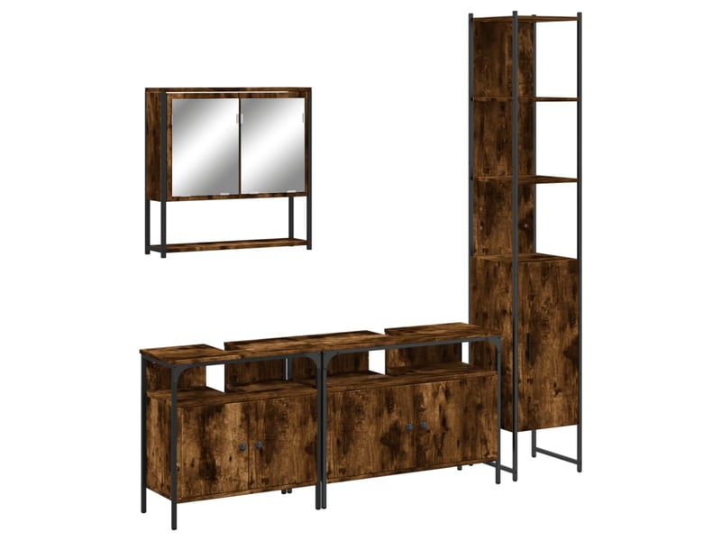 Ensemble de meubles de salle de bain 4 pcs chêne fumé bois cf63852 - Conforama A