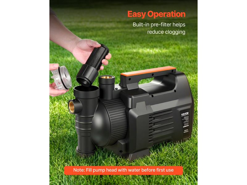  Vevor pompe a jet pour puits peu profond 1300 w pompe a jet pp debit max 4800 lh pour systeme irrigation jardin arrosage pelouse, avec hauteur deaspiration 8 m, commande electronique intelligente  - Conforama D