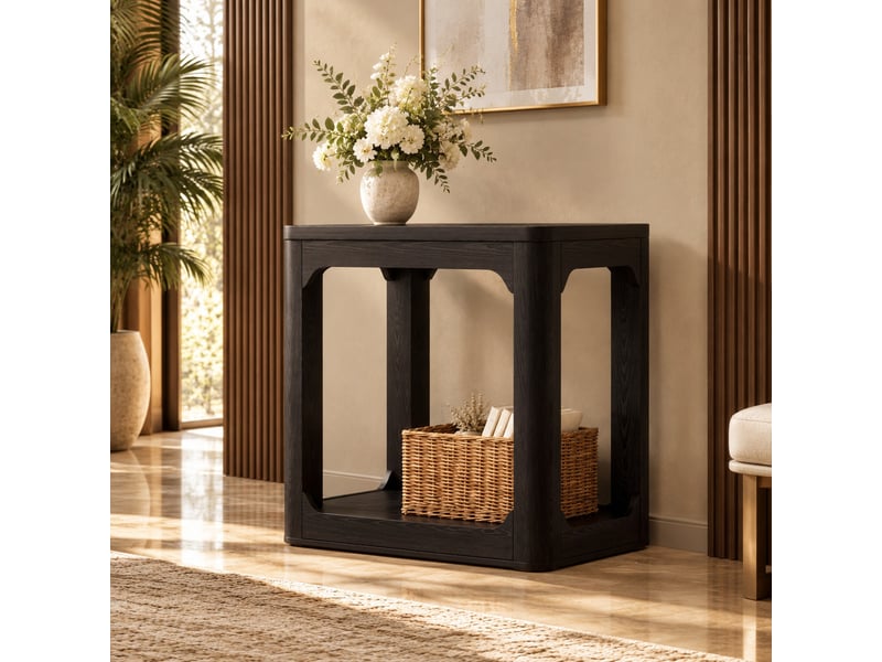  Lot de 2 tables d’appoint à 2 niveaux avec rangement pour salon et chambre - lpospi - structure stable en mdf noir  - Conforama C