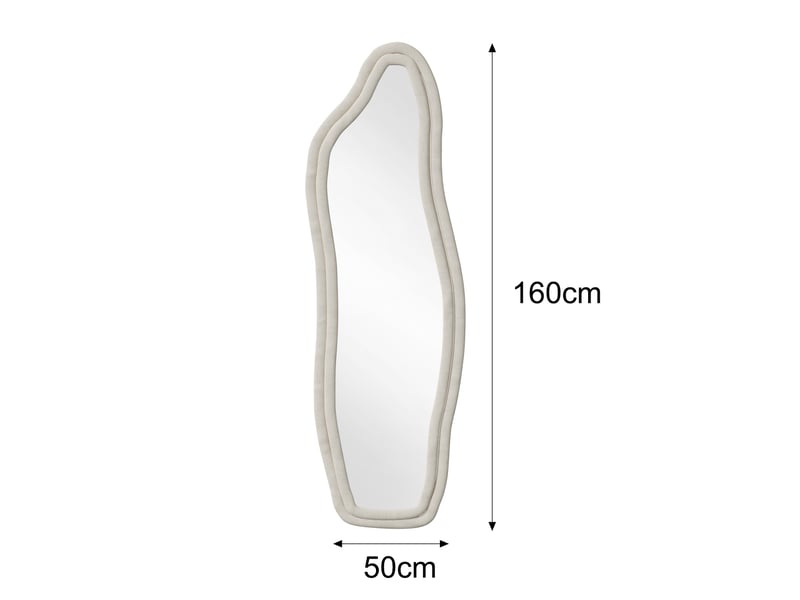  Miroir sur pied – forme organique irrégulière – cadre en velours – miroir en verre trempé haute définition  - Conforama C