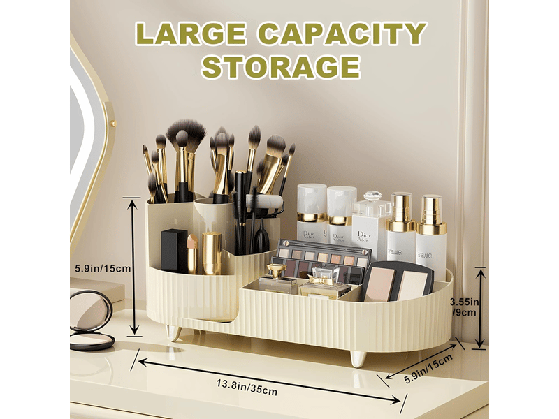 Rangement maquillage et compartiments 2 en 1, 360 degrés organisateur maquillage pour chambre, salle de bain, rangement coiffeuse, rangement parfum  - Conforama C