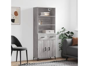 Buffet haut - bahut - meuble de rangement sonoma gris 69,5x34x180 cm bois d'ingénierie
