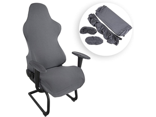 Housse extensible grise pour chaise de jeu - housse ergonomique de style racing pour fauteuil inclinablechaise de bureau chaise non incluse