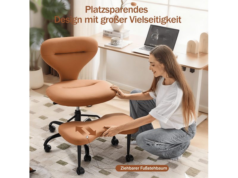  Chaise de bureau 67x80x84 cm réglable avec repose-pieds orange  - Conforama C
