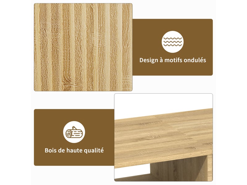  Table basse avec plateau relevable,table de salon moderne,mdf,rangement caché,95 x 48 x 42 cm,couleur bois naturel  - Conforama R