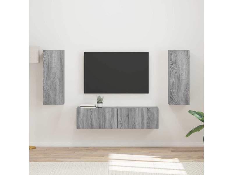  Ensemble meuble tv - banc tv - meuble de rangement 2 pcs gris sonoma bois d'ingénierie  - Conforama B