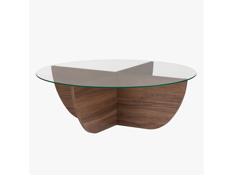  Table basse en verre piètement couleur bois foncé d90 cm  - Conforama A