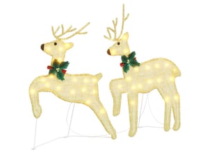 Lot de 2 rennes led, éclairage de noël, décoration de noël blanc chaud 45 x 19 x 65 cm tissu cf62076
