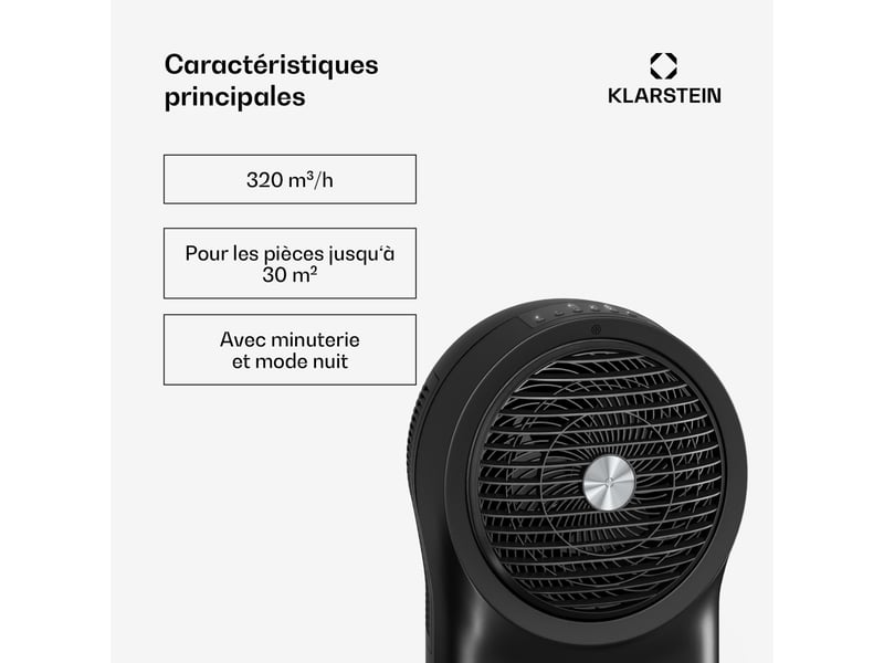 Klarstein whirlwind rafraîchisseur d'air 320 m³h 6l 30 m² 2 pains de glace 3 modes 60w noir - Conforama B