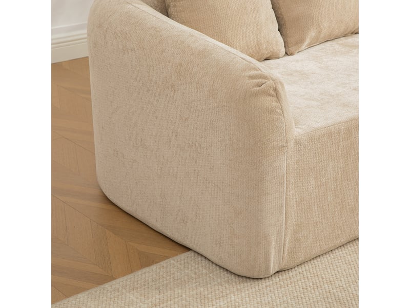 Canapé modulable chenille couleur kaki clair, structure légère et antidérapante pour salon moderne, confort rembourré immédiat - Conforama E