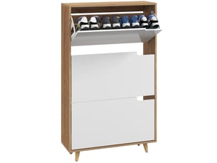 Meuble à chaussures gain de place à 3 tiroirs avec étagère réglable pour 18 à 24 paires de chaussures, 72 x 24 x 119 cm, blanc