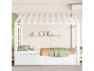 Lit cabane 90x200 cm <strong></strong>  <strong></strong> coloris blanc