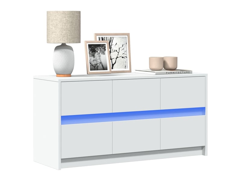  Meuble tv - banc tv - meuble de rangement avec led blanc 100x34x50 cm bois d'ingénierie  - Conforama B