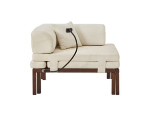 Fauteuil convertible, en velours, coloris beige, l176 x p81 x h64 cm, structure robuste, assise confortable