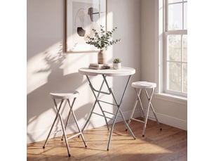 Table de bar pliante extérieure, table mange‑debout, table pour terrasse événement buffet, 110 cm, blanc