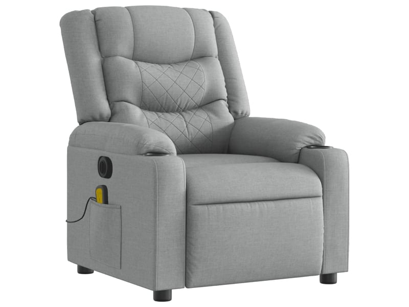Fauteuil de massage inclinable électrique gris clair tissu shl53648 - Conforama D
