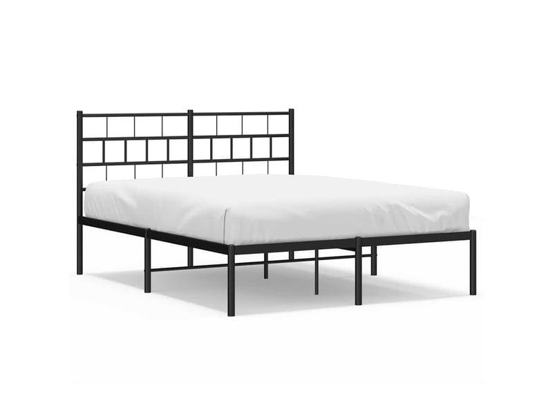  Lit double- lit adulte -  cadre de lit métal sans matelas avec tête de lit noir 150x200cm  - Conforama A