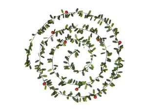 Guirlande de noël verte fine baies rouges 2,7 m