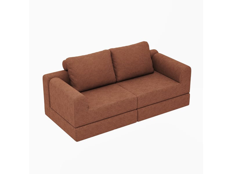 Chauffeuse convertible avec mousse à mémoire de forme, fauteuil lit pliable multi-fonctions avec soutien dorsal, canapé futon portable, marron rouille EVARICH - Conforama A