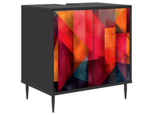 Armoire de salle de bain, meuble de rangement heesch chêne noir 60x40x61 cm
