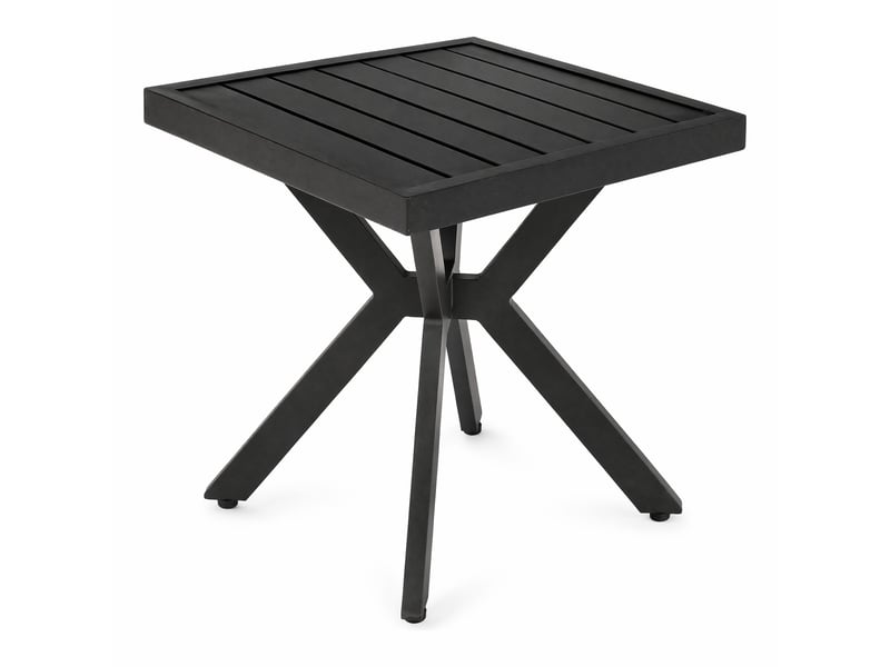  Bout de canapé 45x45x47 cm, antirouille, modèle fonctionnel, espace salon, pour extérieur, en aluminium, marron foncé  - Conforama A